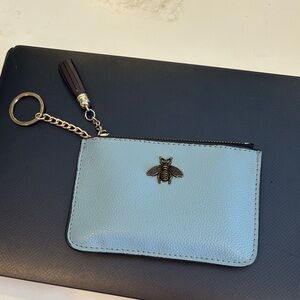 Amazon Light Blue Keychain Wallet with Bee Charm